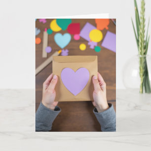 Carte handmade à coeur en papier kraft