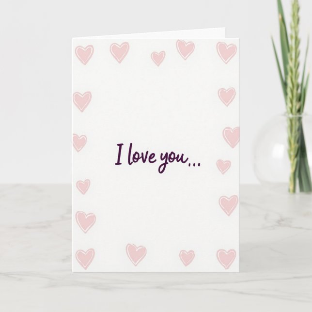 Carte handmade « Je t'aime cœurs » (Devant)