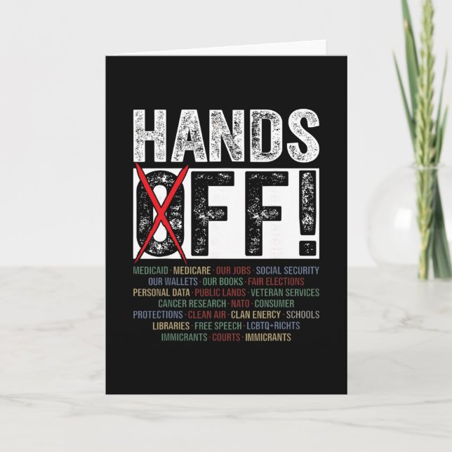 Carte Hands Off Our Rights Protect Democracy  (Devant)