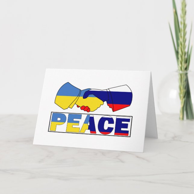 Carte Handshake of Peace, Ukraine Russie Drapeau (Devant)