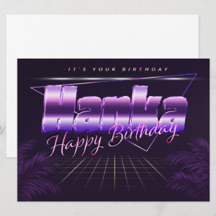 Carte Hanka Nom Prénom lila retro