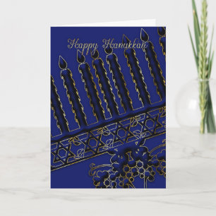 Carte hanoukka avec bougies en bleu