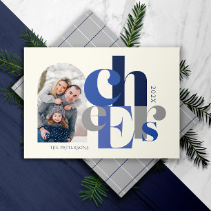 Carte Hanoukka Bold Photo Blue Holiday