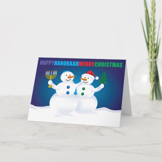 Carte Hanoukka Christmas Snowmen (Devant)