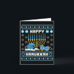 Carte Hanoukka de Noël Pignon Pajama Santa Hat Chanukah<br><div class="desc">Noël Hanoukka Pignon moche Pajama Santa Hat Chanukah Dreidel</div>