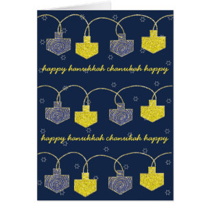 Carte Hanoukka "Dreidel Banner" avec enveloppe