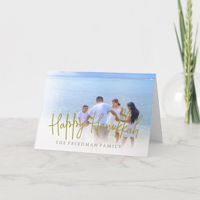 Carte Hanoukka Family Photo Love Light Greeting (Devant)