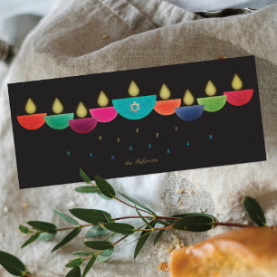 Carte Hanoukka Lampe à huile colorée Menorah B