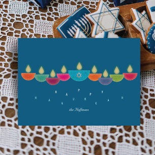Carte Hanoukka Lampe à huile colorée Menorah S
