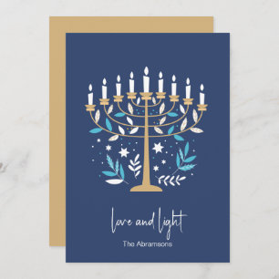Carte Hanoukka Love & Light Floral Menorah