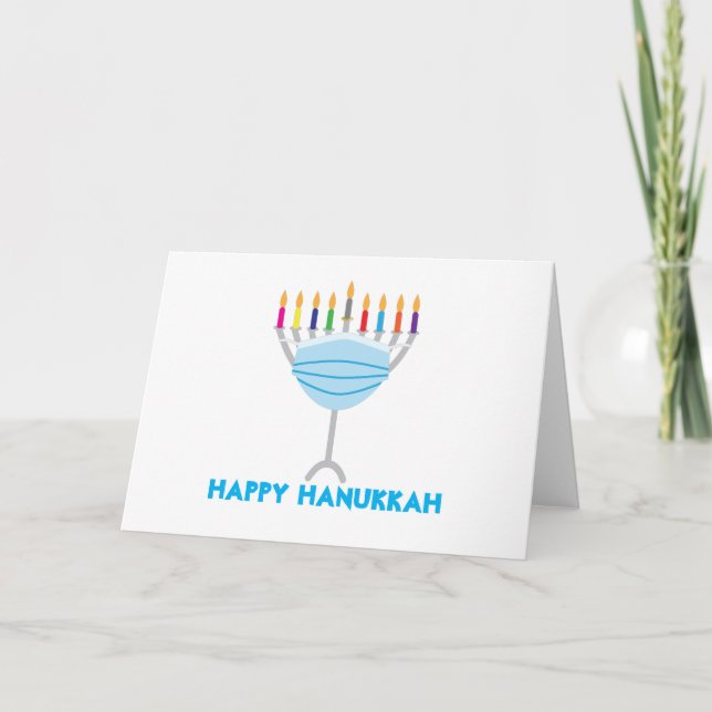 Carte Hanoukka Menorah avec masque (Devant)