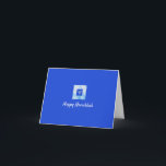 Carte Hanoukka Menorah Bleu<br><div class="desc">Joli graphique menorah avec "HAPPY HANOUKKA" en écriture script. Personnalisez avec votre nom.</div>
