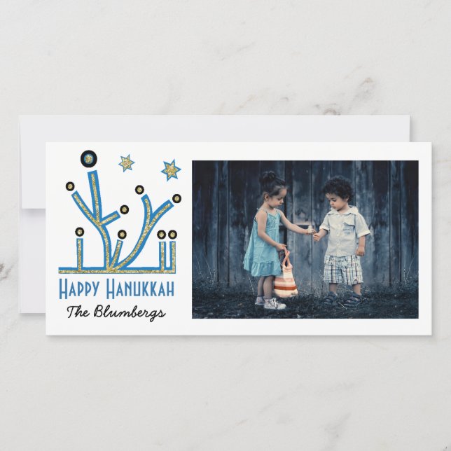 Carte Hanoukka "Menorah Bling" (Devant)