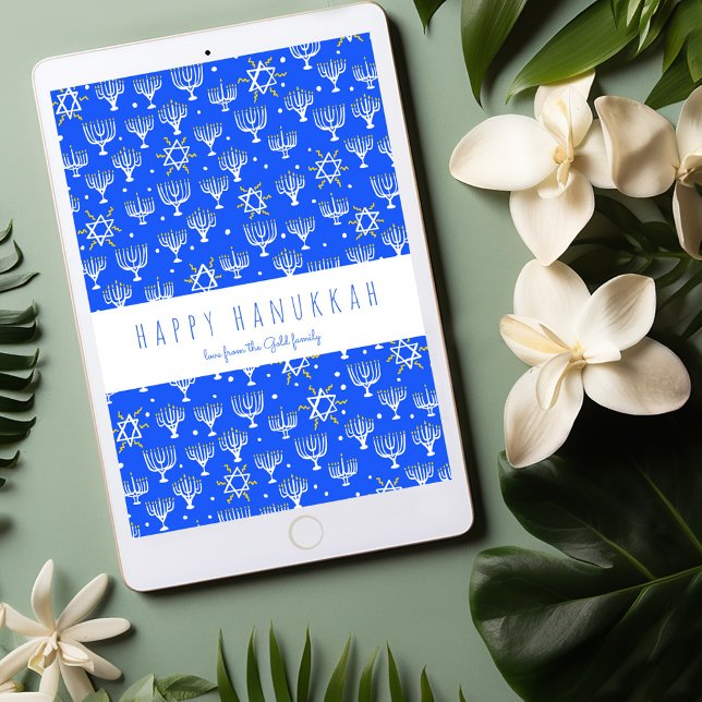 Carte Hanoukka Menorah personnalisée sans arbre (Happy Hanukkah Menorah Custom Tree-Free Holiday eCard, personalize and send via email or paper card)