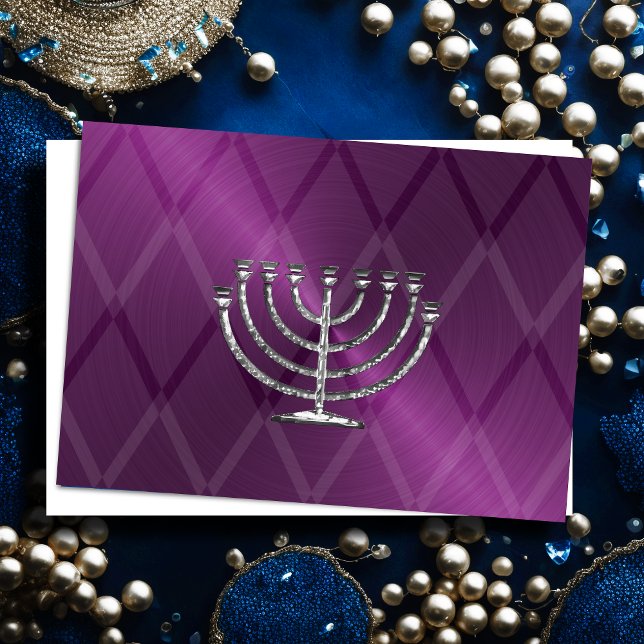 Carte Hanoukka Silver Menorah (Créateur téléchargé)