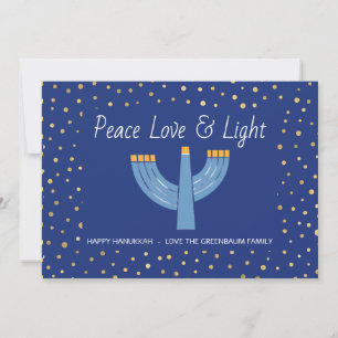 Carte Hanoukka simple Blue et Gold Foil
