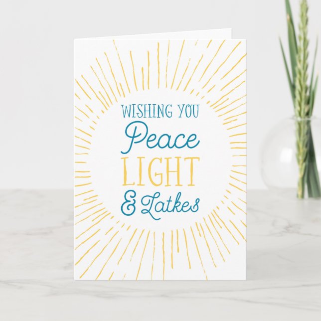 Carte Hanoukka Wishing You Peace, Light and Latkes (Devant)