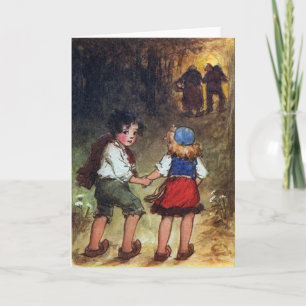Carte Hansel et Gretel se dirigent vers les bois