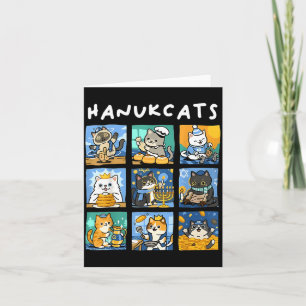 Carte Hanukcats Hanukkah Chat Menorah Juif Gif Chanukah