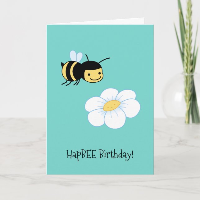 Carte HapBEE (heureux) Anniversaire Fleur d'abeille (Devant)