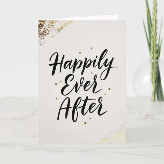 Carte Happily Ever After Gold Calligraphy Wedding Card