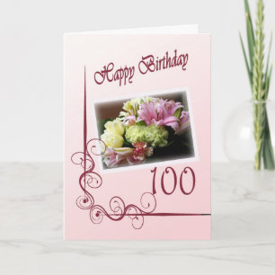 Carte Happy 100th Birthday Card - Flower Bouquet