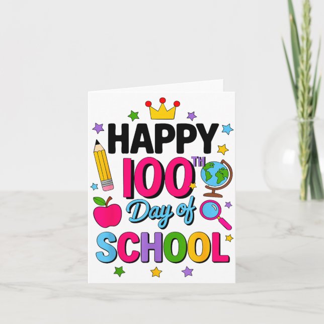 Carte Happy 100th Day Of School 100 Days Smarter Teacher (Devant)