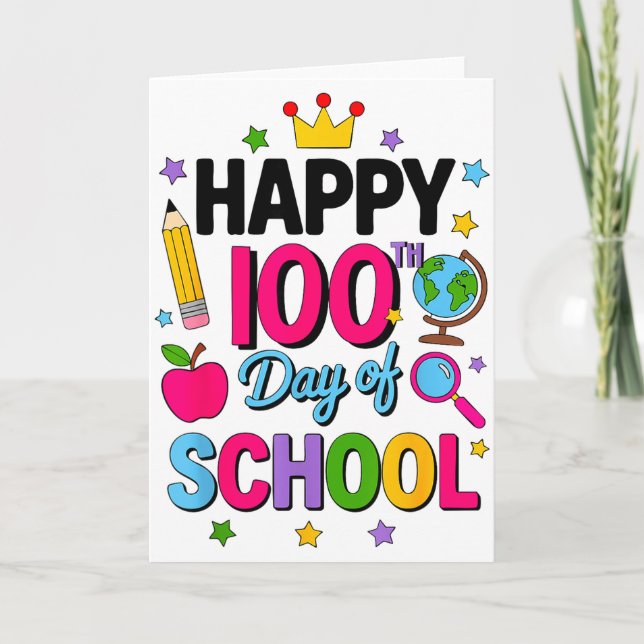 Carte Happy 100th Day Of School 100 Days Smarter Teacher (Devant)
