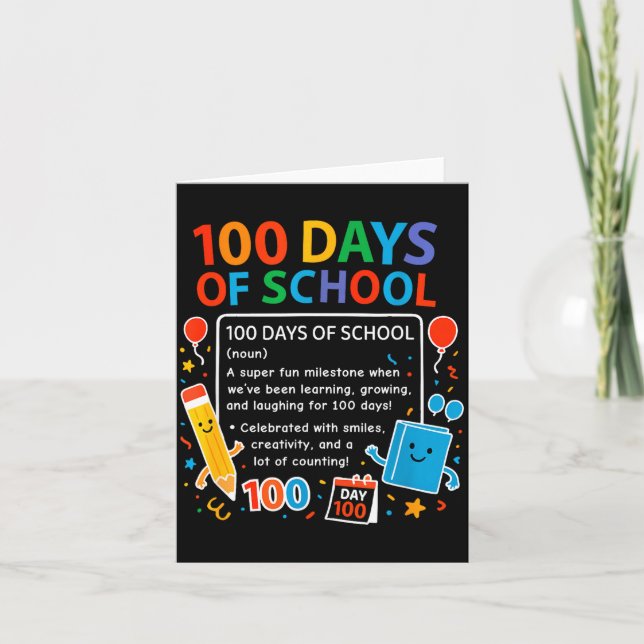 Carte Happy 100th Day Of School Student Design, 100 Days (Devant)