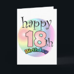 Carte Happy 18th Birthday (rose)<br><div class="desc">Le Gelukkige 18ème anniversaire la carte.  Sympathiquement si le cadeau pour quelqu'un qui dix-huit est devenu.  L'arc de pluie colore. être 18 dans une couleur rose. Personnaliser en changeant le nom au binnenkant.</div>