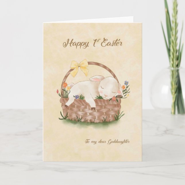 Carte Happy 1st Easter Bunny in Basket Goddaughter (Devant)