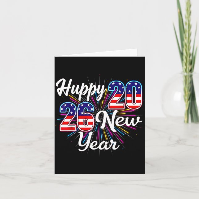Carte Happy 2026 New Year Patriotic Fireworks Design Par (Devant)