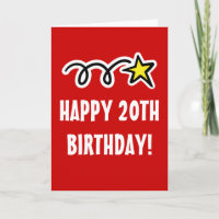 Happy 20th Birthday Card For Men and Women