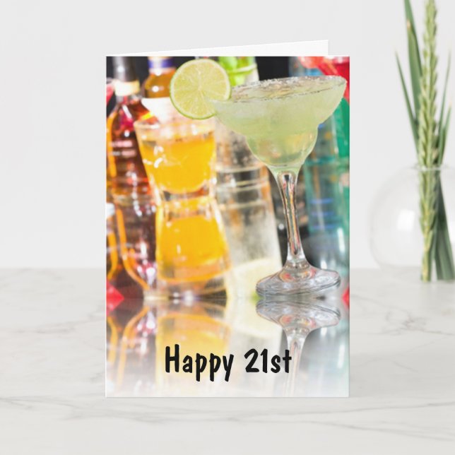 Carte HAPPY 21st=FÊTE FÊTEZ VOTRE JOURNÉE (Devant)
