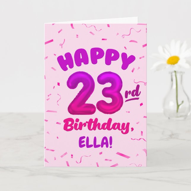 Carte Happy 23rd Birthday Card with Custom Name (Petite plante)