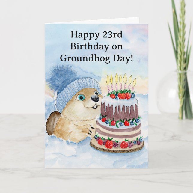 Carte  Happy 23rd Groundhog Day Birthday  (Devant)