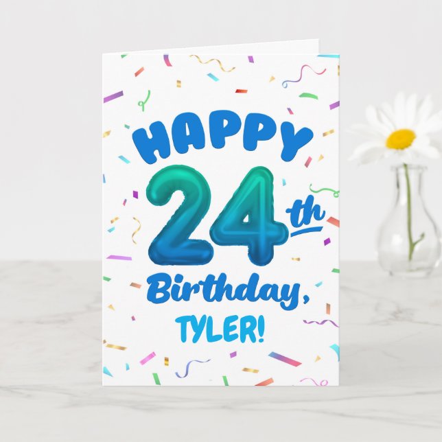 Carte Happy 24th Birthday Card with Custom Name (Petite plante)