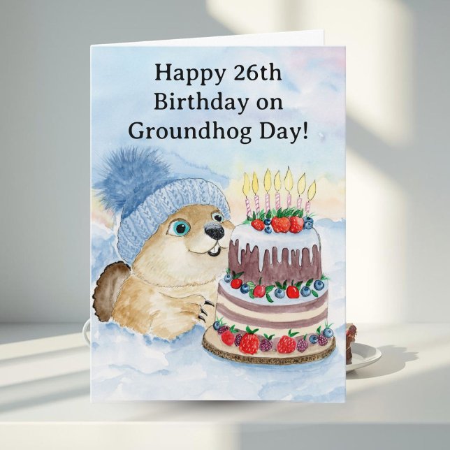 Carte  Happy 26th Groundhog Day Birthday  (Créateur téléchargé)