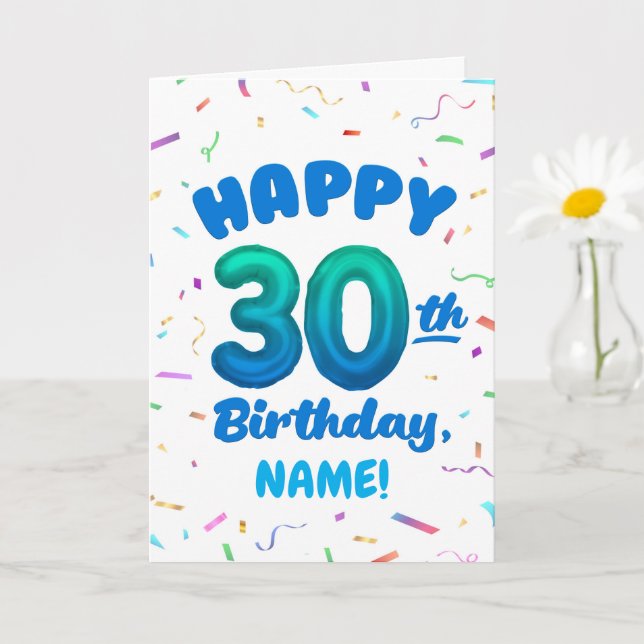 Carte Happy 30th Birthday Card with Custom Name (Petite plante)