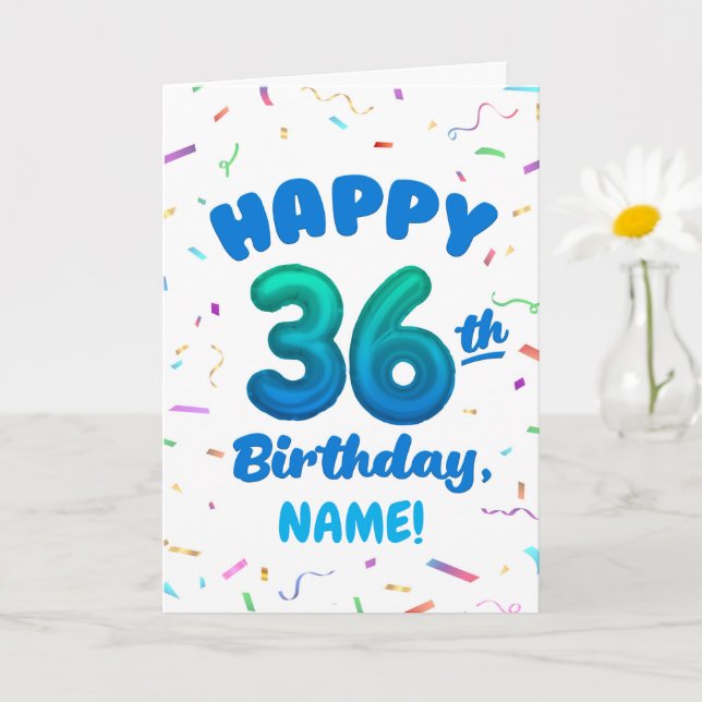 Carte Happy 36th Birthday Card with Custom Name (Petite plante)