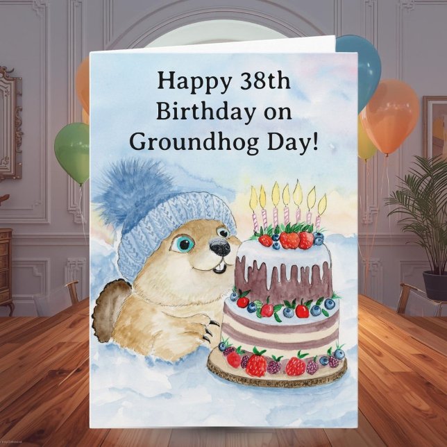 Carte  Happy 38th Groundhog Day Birthday  (Créateur téléchargé)