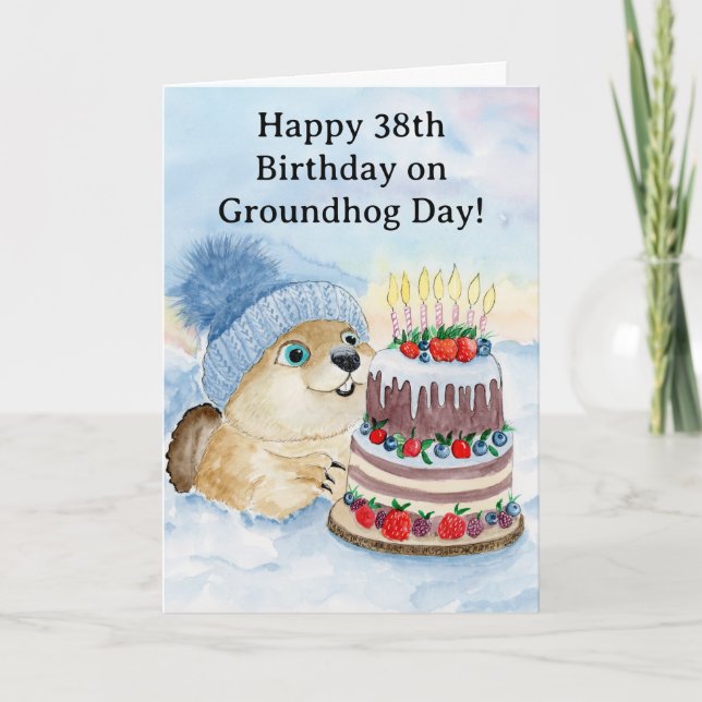 Carte  Happy 38th Groundhog Day Birthday  (Devant)
