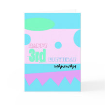 Happy 3rd Birthday Personalizable Greeting Card
