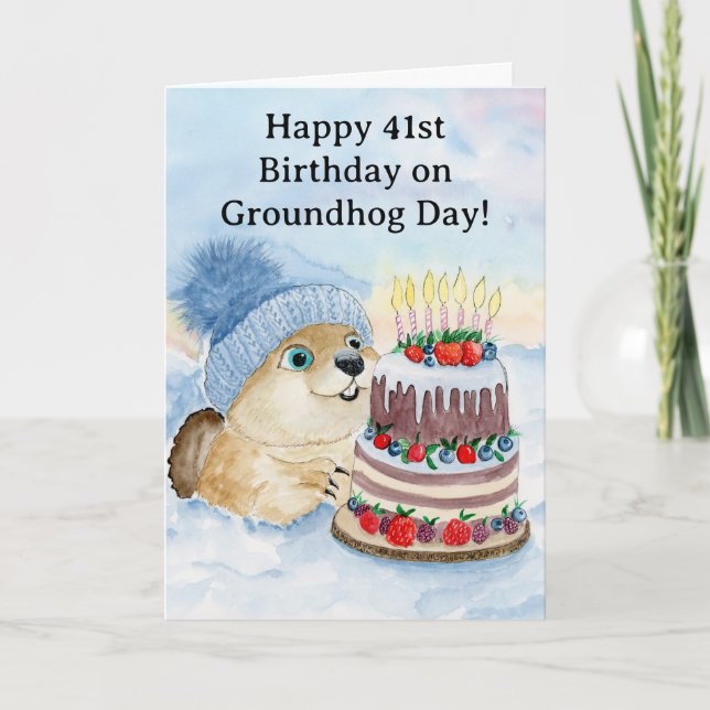 Carte  Happy 41st Groundhog Day Birthday  (Devant)