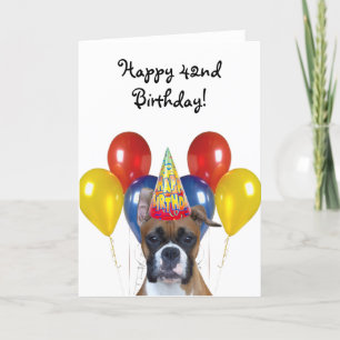 Carte Happy 42nd Birthday Boxer Dog greeting card