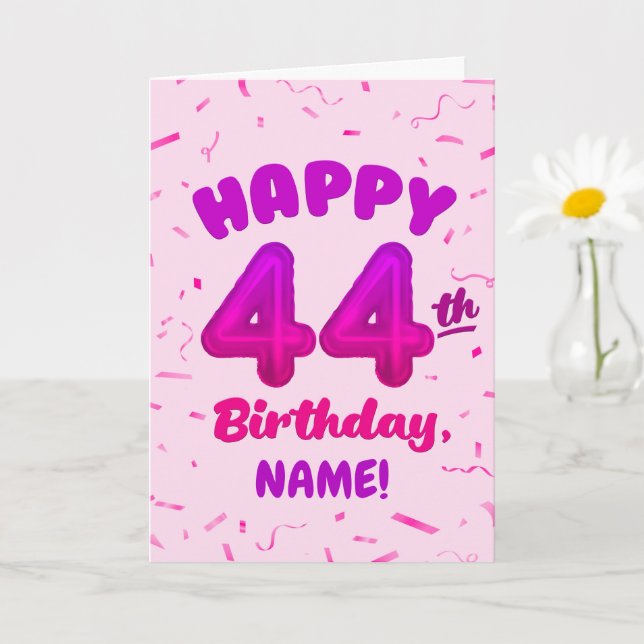 Carte Happy 44th Birthday Card with Custom Name (Petite plante)