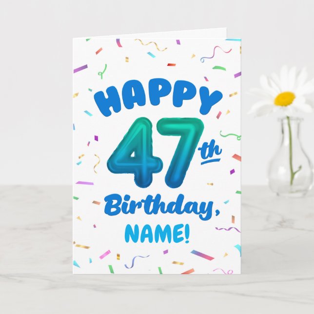 Carte Happy 47th Birthday Card with Custom Name (Petite plante)