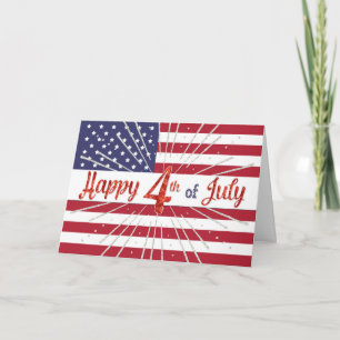 Carte Happy 4 juillet Card - American Flag and Sparkle
