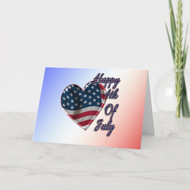 Carte Happy 4 juillet USA Flag Heart (Devant)