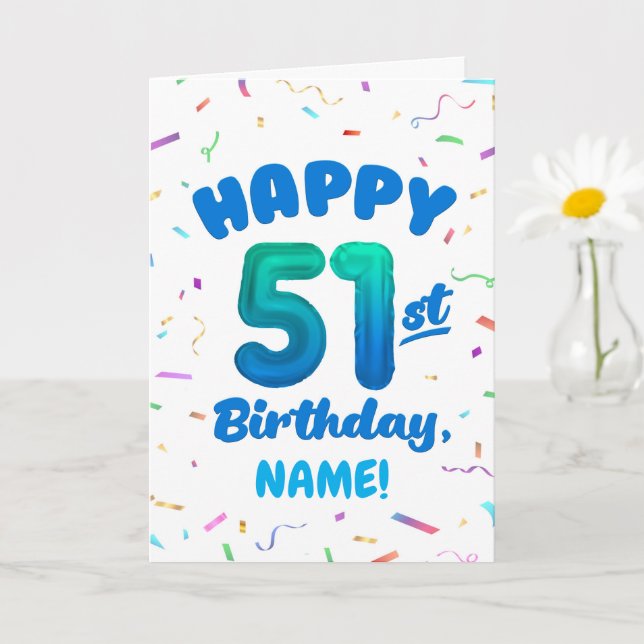 Carte Happy 51st Birthday Card with Custom Name (Petite plante)